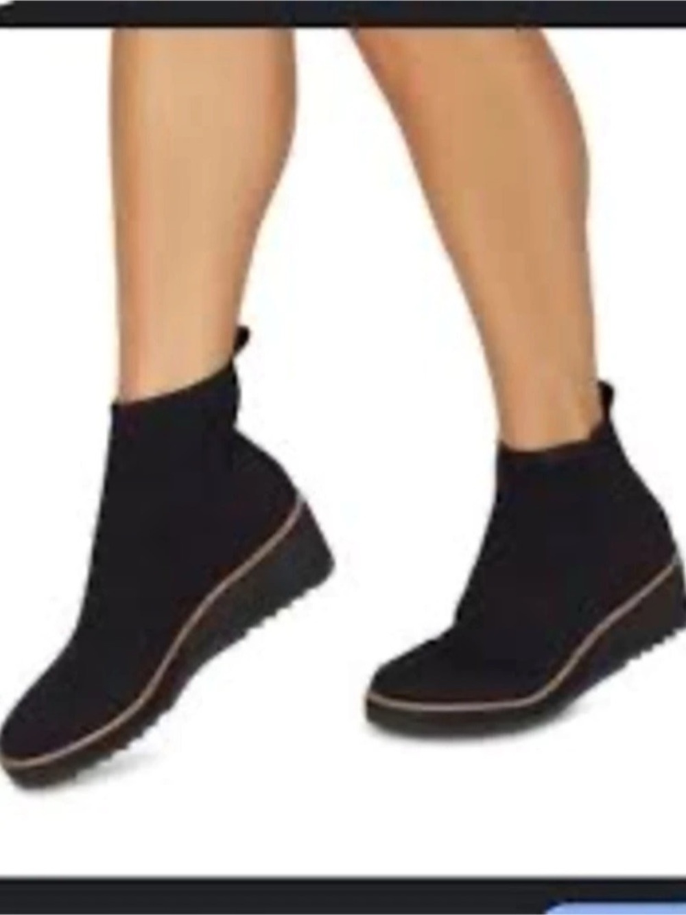 Bandolino Black Knit Wedge Ankle Boots US 9 Like New - Picture 7 of 13